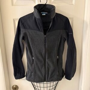 Columbia Womens XL6685 Full Zip Fleece Jacket Charcoal Grey Black Small